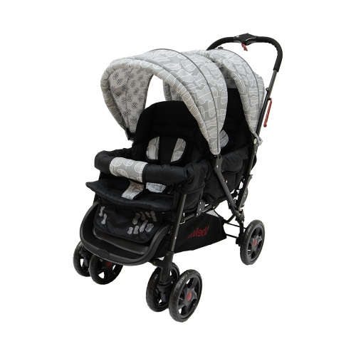 Double or Twin Chelino H802 Tandem Twin Stroller Black Leaf was
